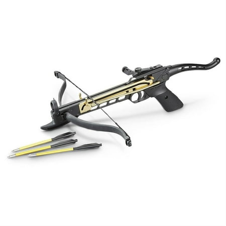 80 Pound Aluminum Self-cocking Pistol Crossbow with 27 Bolts and Extra