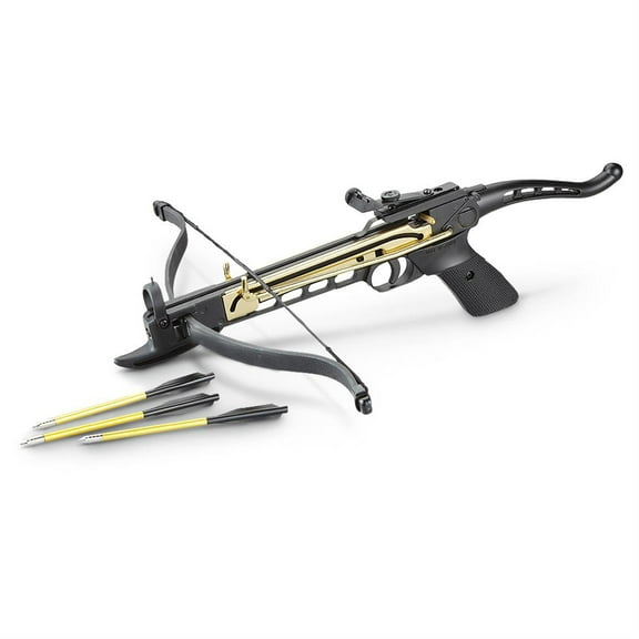 Southland Archery Supply Aluminum Self-Cocking Pistol Crossbow with 27 Bolts & Extra String (Black)