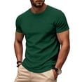 thumbnail image 2 of Mens Cotton T-Shirt Stretch Slim Short Sleeve Crew Neck Basic Tee Lightweight Plain Shirt Moisture Wicking Undershirt Green S, 2 of 7