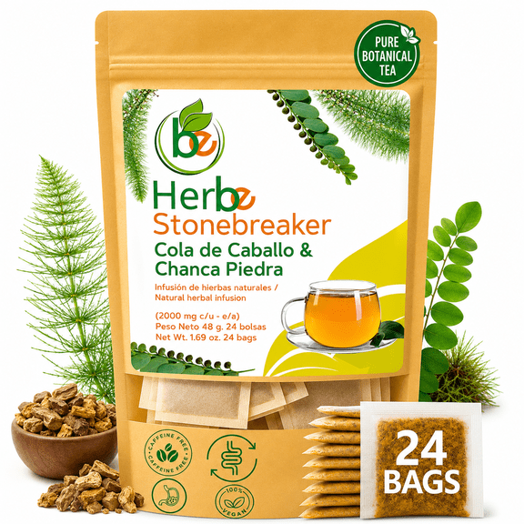 Chanca Piedra & Horsetail (Cola de Caballo) Herbal Tea – 24 Tea Bags (2000 mg Each) – Traditional Herbal Infusion – 100% Natural, Non-GMO, Caffeine-Free –Vegan