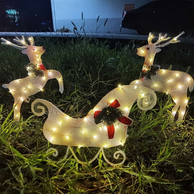 Xihbxyly Muñeco de Nieve Navideño En Trineo, Decoración Luminosa para Jardín, Funciona con Pilas, Resistente a La Corrosión y a La Intemperie, Ideal para Exteriores, Ideal para El Jardín, Juego de 3,