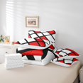 thumbnail image 4 of Erosebridal Abstract Geometry Grid Bedding Sets King Size,Red Aesthetic Art Comforter Sets with Sheets,Geometric Pattern Bed in a Bag King Size,Microfiber Room Decoration Reversible,7-Piece, 4 of 6