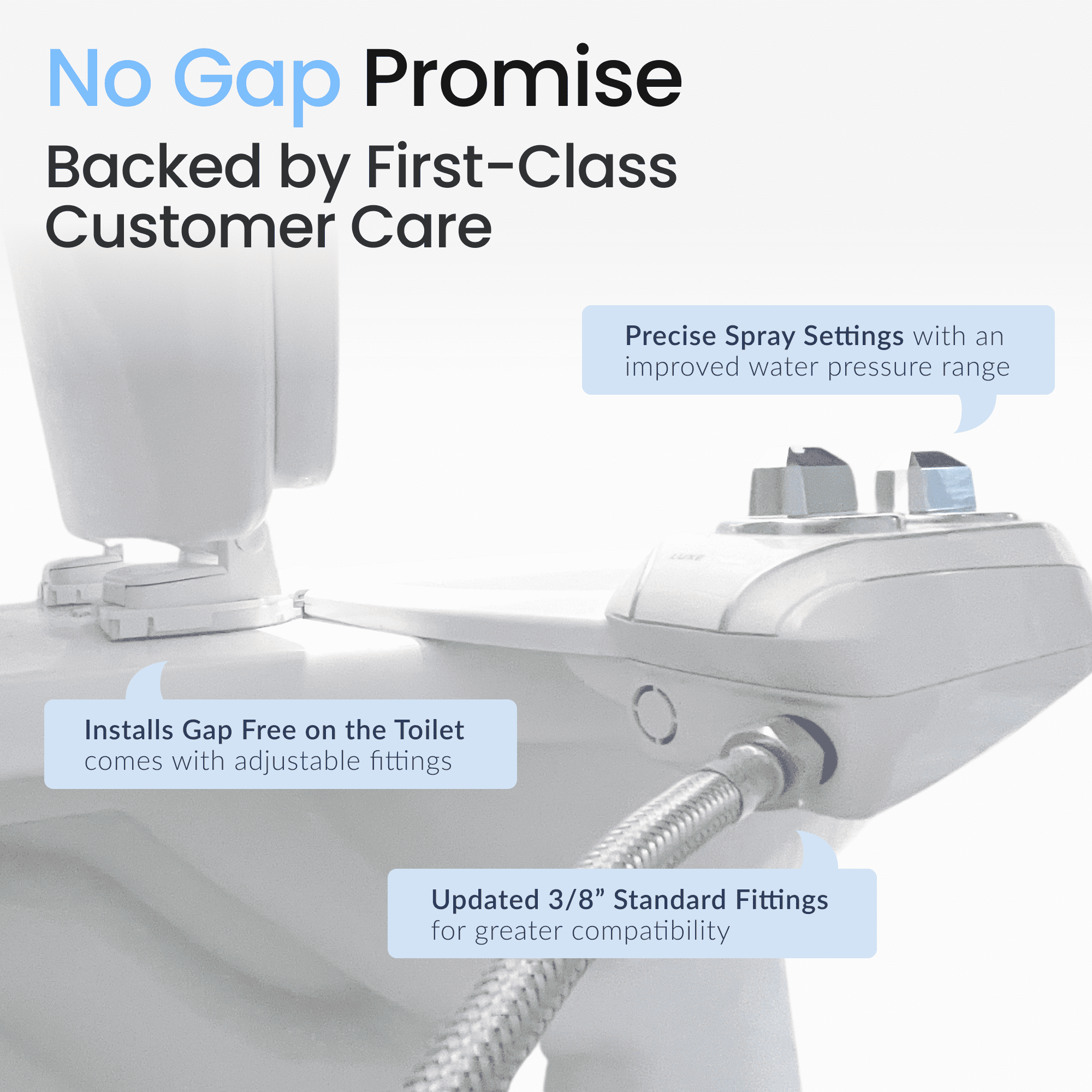 LUXE Bidet NEO 120 Plus - Only Patented Bidet Attachment for Toilet Seat, Innovative Hinges to Clean, Slide-in Easy Install, Advanced 360° Self-Clean, Single Nozzle, Rear Wash (Gold)