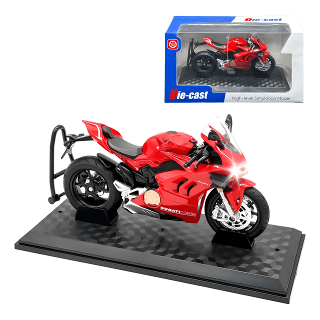 Ducati Panigale V4s Metal Motocicleta Con Luz Y Sonido 1:12 Xtellar rojo