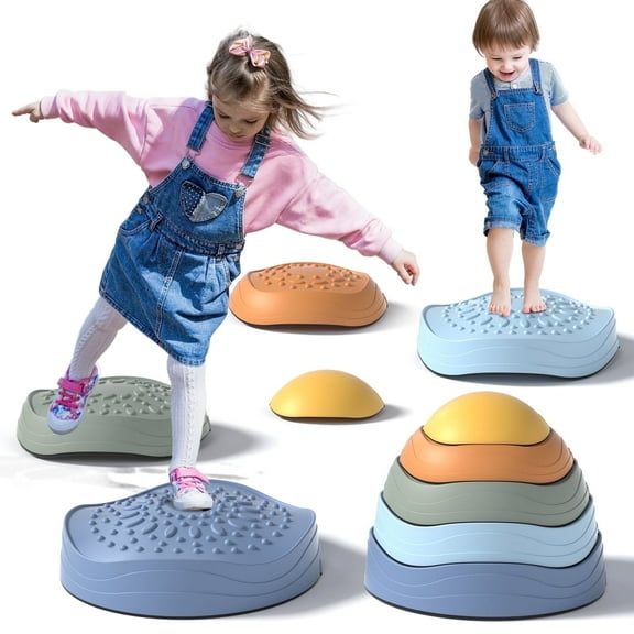 Stepping Stones for Kids, Upgraded Support Bones Toddler Stepping Stones, 5 Pcs Non-Slip Balance Stepping Stones, Up to 220lbs, Coordination Skills Sensory Toys for Ages 2 3 4 5 6 , with Storage Bag