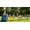 Yellow+Blue, variant on 5-in-1 Metal Swing Set for Backyard, Kids Outdoor Playground Playset with Slide, Saucer & Single Belt Swings, Basketball Hoop + Soccer Goal, Heavy Duty A-Frame for Ages 3–10