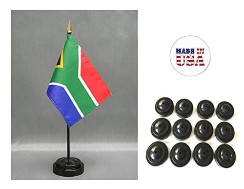 South Africa 4"x6" Flag Desk Set Table Stick Gold Base 