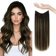 thumbnail image 1 of Extensiones de cabello humano real y brillante de 50 cm, color marrón oscuro, 1 of 9