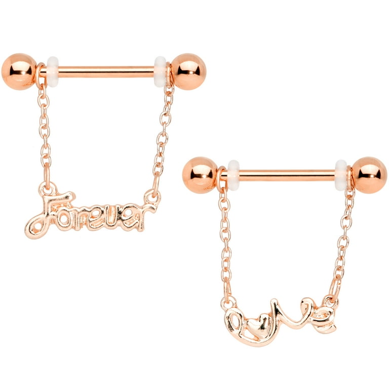 14g Rose Gold Nipple Piercing Chain, Gold