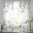 thumbnail image 3 of Blue Grey Pumpkins Fall Sheer Curtains 63 Inch Length 2 Panels Set, Semi Transparent Voile Rod Pocket Curtains for Living Dining Room Bedroom Drapes Thanksgiving Botanical Autumn, 3 of 8