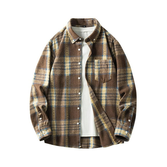 Casual Mens Jacket Plaid Loose Youth Long Sleeve Shirt Fall And Winter Coats 2025