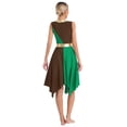 thumbnail image 2 of zdhoor Liturgical Praise Dance Dress For Women Sleeveless Worship Dance Dress Asymmetrical Lyrical Brown&Green M, 2 of 5