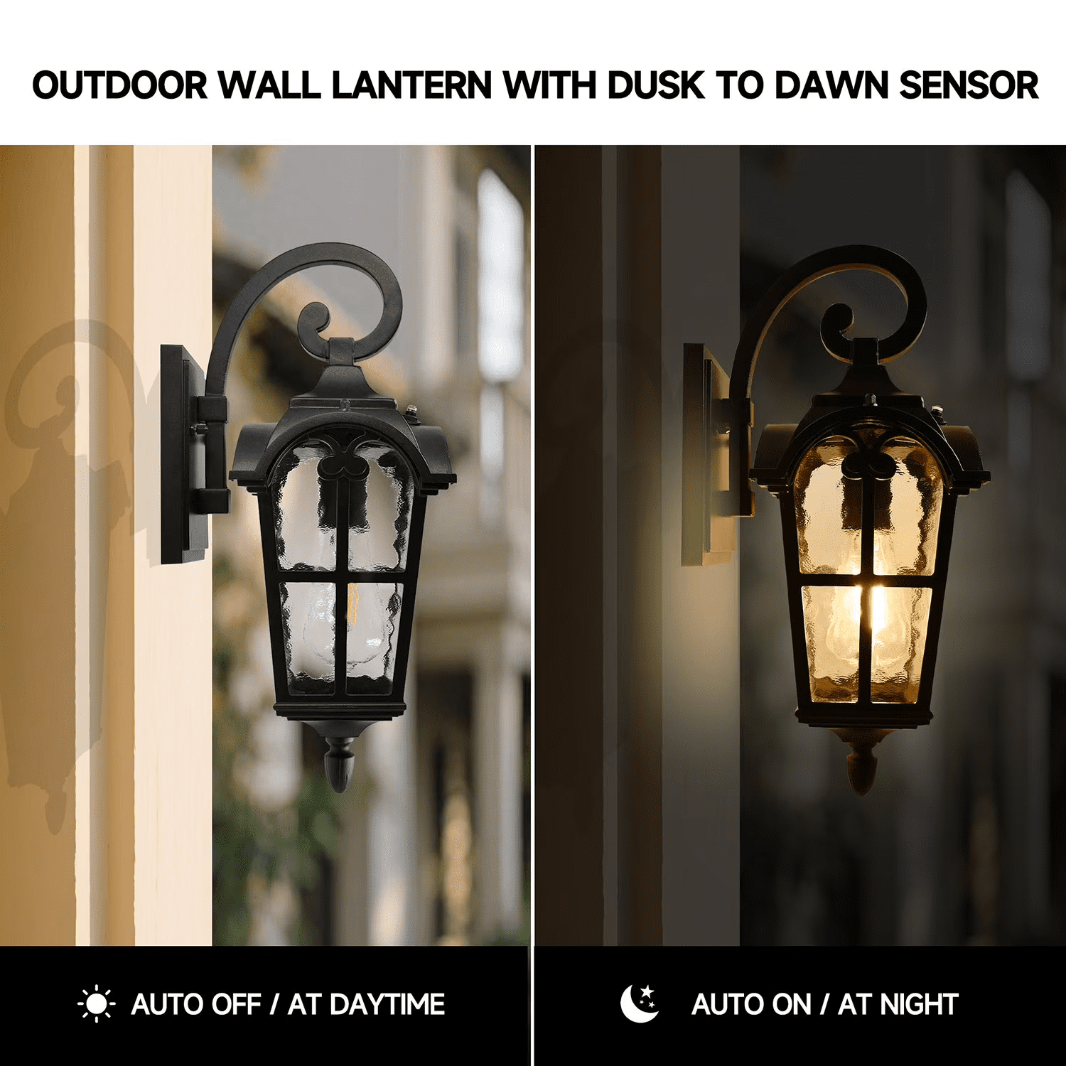 Cedar Hill Outdoor Wall Light Fixtures, 20inch Wall Lantern with Photocell (Bulb Included) 800Lumen for Patio Front Door Entryway Garage