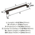 thumbnail image 6 of Amerock Lintel 7-9/16 inch (192mm) Center-to-Center Oil-Rubbed Bronze Cabinet Pull, 6 of 7