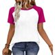 thumbnail image 5 of Camisetas de manga corta de verano para mujeres Moda de manga de raglan Color bloqueado cuello redondo Blusa casual Camisetas de manga corta de mujer Casual, 5 of 7
