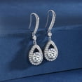 thumbnail image 3 of SFTING 925 Sterling Silver with 1Ct Round Cut Cubic Zirconia Meticulous Teardrop Halo Dangle Earrings for Women Wife Her, 3 of 7