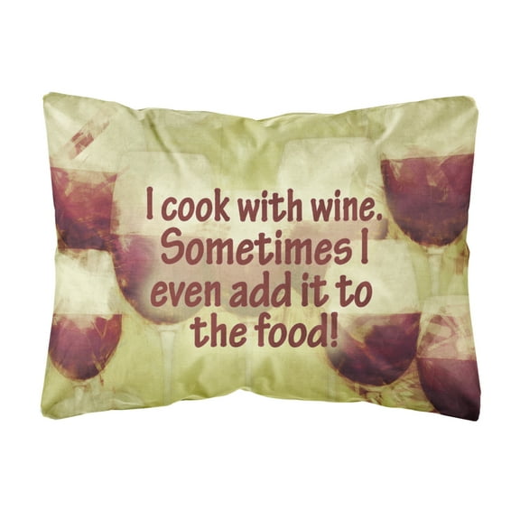 Carolines Treasures SB3069PW1216 I cook with wine   Canvas Fabric Decorative Pillow  12H x16W multicolor