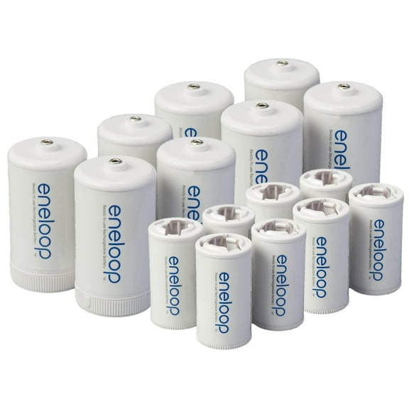 16 Panasonic Eneloop Spacers 8 C Size Spacers, and 8 D Size Spacers, for Use with Eneloop Ni-MH Rechargeable AA Battery Cells