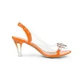 thumbnail image 6 of BLISSFUL STEP Women's Flower Rhinestone Slingback Clear Mid Heel Slip On Sandals Orange 9.5, 6 of 8
