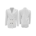 thumbnail image 3 of Blazer à Manches Longues pour Femmes, Veste à Double Boutonnage, Col à Revers, Ouvert devant, Automne, avec Poches, Blanc G, 3 of 5