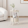 thumbnail image 5 of Vagusicc Round Side Table End Table with Storage Basket, Small Side Table Round Nightstand for Small Spaces, Tall Oval End Table with Steel Frame, Coffee Bedside Table for Living Room, Begie, 5 of 8