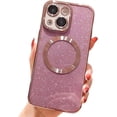 thumbnail image 1 of Funda magnética con purpurina para iPhone 14 de 6.1", compatible con Magsafe. Preciosa funda transparente con acabado brillante, protector de lente de cámara completo, antiarañazos y a prueba de, 1 of 8