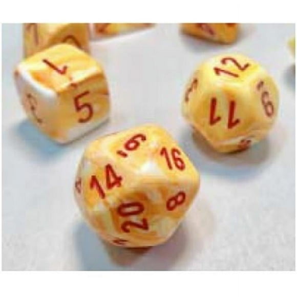 Chessex Manufacturing CHX27453 Festive Sunburst & Red Dice - Set of 7