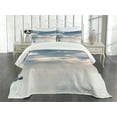 thumbnail image 3 of Ambesonne Nautical Quilted Bedspread Set 3 Pcs, Sailing Yacht Sunset, Queen Size, Blue, 3 of 5