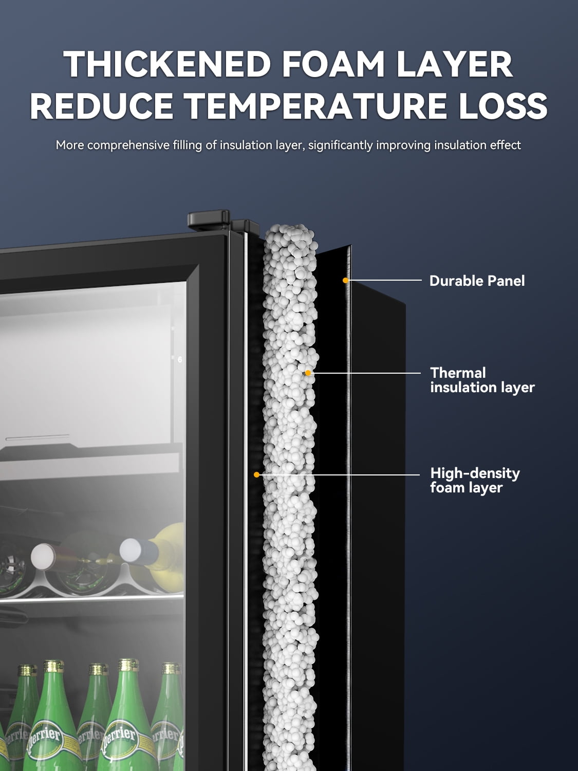 Mini Fridge 155 Can Beverage Refrigerator Cooler, 4.8 Cu.Ft Drink Fridge for Soda Wine Beer, Adjustable Temperature，Black