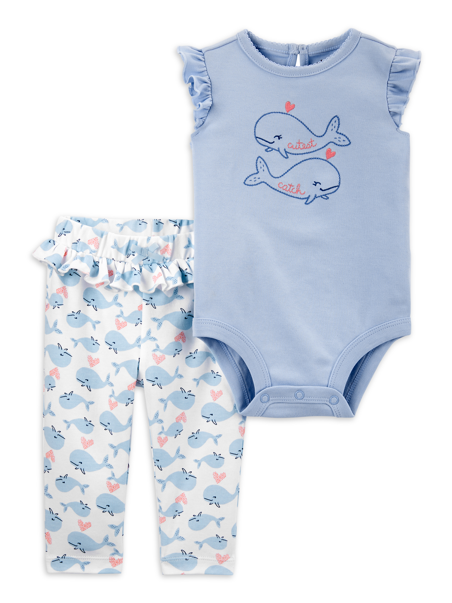 Carter's Child of Mine Baby Girl Flutter Sleeve Bodysuit & Pant, 2pc