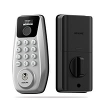 DESLOC C110-W Keypad Door Lock with Fingerprint&Touchscreen,Keyless Entry Door Lock with 100 Fingerprints Storage,Smart Door Locks for Front Doors,12-Month Battery,Auto-Lock,Easy Installation–Silver