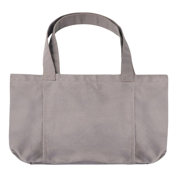 Canvas Tote Bag with Yoga Mat Carrier Pocket Shoulder Bag for Office,  Workout, Gray