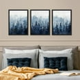thumbnail image 2 of PixonSign Framed Canvas Print Wall Art Set - Watercolor Blue Pastel Misty Mountain Forest Art - Set of 3 Nature Wilderness Landscape Artwork Abstract Wall Décor - 12"x16"x3 Panels Black, 2 of 5