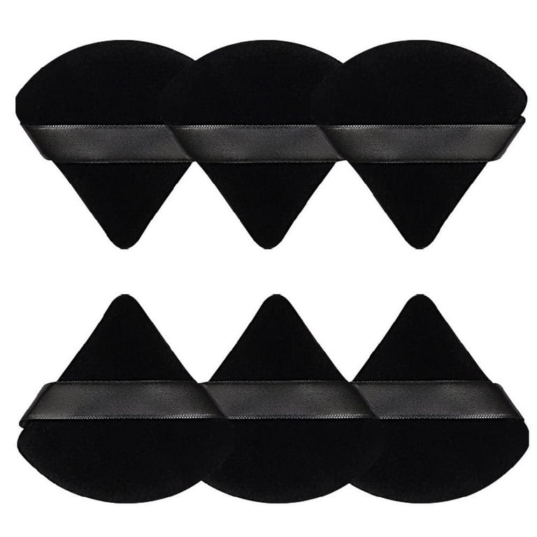 6 Pieces Cotton Powder Puff Set Triangle Super Soft Both Dry and Wet for Concealer Loose Powder Body Powder Foundation Blush Black