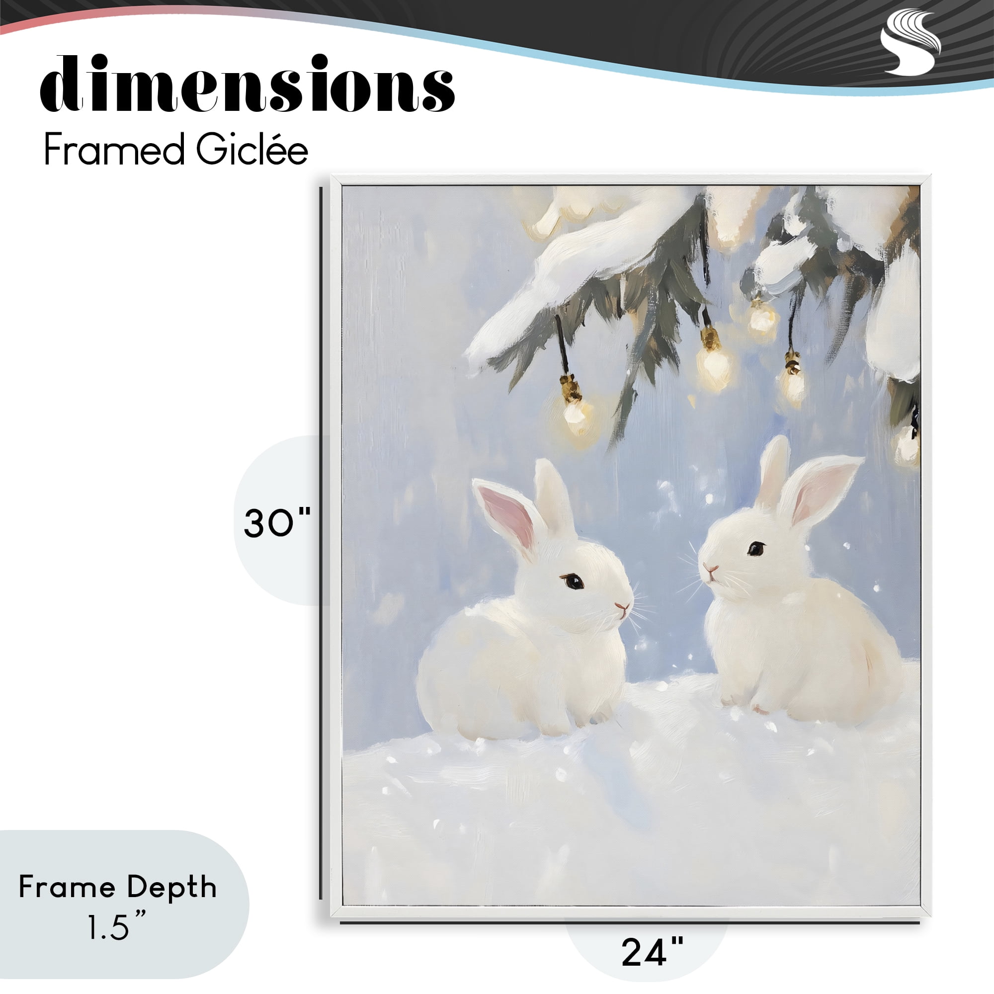 Stupell Industries Winter Bunnies Under Twinkling Lights White Framed Giclee Art, design by The Prints Vibe