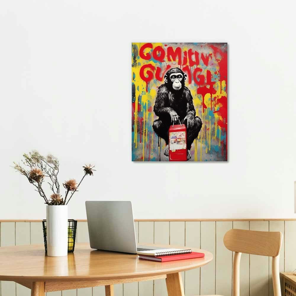 banksy 最初期作品「gorilla」プリントキャンバス ONETECH Banksy Canvas Wall Art Monkey - Follow Your Dreams
