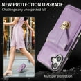 thumbnail image 3 of ELEHOLD Crossbody Wallet Case for iPhone 16 Plus,Back Credit Card Holder Metal Snap Luxury Purse Case with Shoulder Strap for Women Girls for iPhone 16 Plus,Purple, 3 of 8