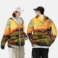 thumbnail image 4 of Balery Oil Painting Style Pasture Cow Sudadera ligera de manga larga con capucha y protección solar UPF 50+ para hombre y mujer, ideal para pesca y running-Medium, 4 of 7