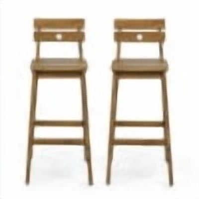 Acacia Wood Bar Stools Rustic Bar Stools Indoor Outdoor Stools,&nbsp;2-Pack Slat Back and Seat Design with H-Frame Legs, for Dining Room and Patio Use, Teak Finish Brown 40.5" High