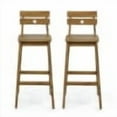 thumbnail image 2 of ASHLYN Acacia Wood Barstools (Set of 2) - Rustic Outdoor/Indoor Stools with Slat Design, 29.75" Seat Height, Brown Finish, 400lb Capacity, 2 of 15