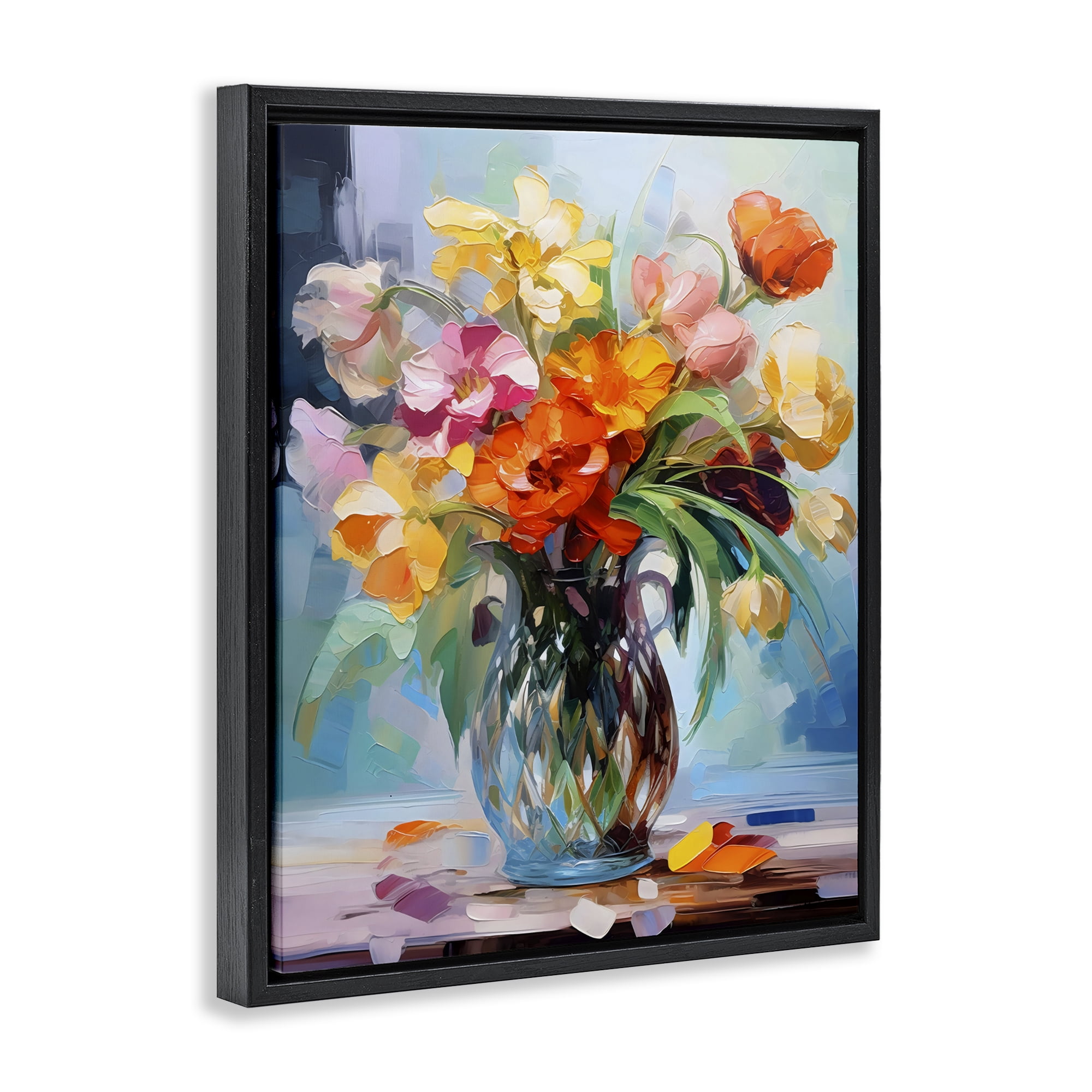 Stupell Industries Dreamy Bouquet of Vibrant Blooms Black Framed Floater Canvas Wall Art, design by Creative Studio