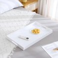 thumbnail image 3 of Glossy White Acrylic Serving Tray with Handles-Lucite Tray for Ottoman,Coffee Table, Breakfast, Tea, Food, Butler - Decorative Tray (10x15x2H Inch with, White), 3 of 6