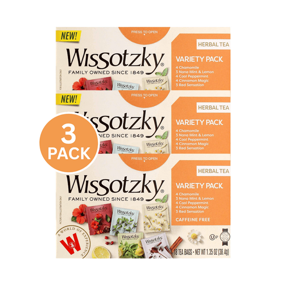 Kosher Wissotzky Herbal Variety Pack 18 ct, Pack of 3