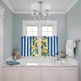thumbnail image 3 of Blue Stripes Lemon Kitchen Curtains Small Short 39 Inch Length, Spring Fruit Flowers Leaves Line Grommet Top Bedroom Living Room Curtains, Light Filtering Cafe Curtain Drapes 2 Panels Set 55''x39'', 3 of 9
