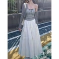 thumbnail image 5 of Women's Boho Ruffle Pleated Maxi Elastic High Waist A-Line Flowy Skirt for Beach Summer White [Extended] XL, 5 of 10