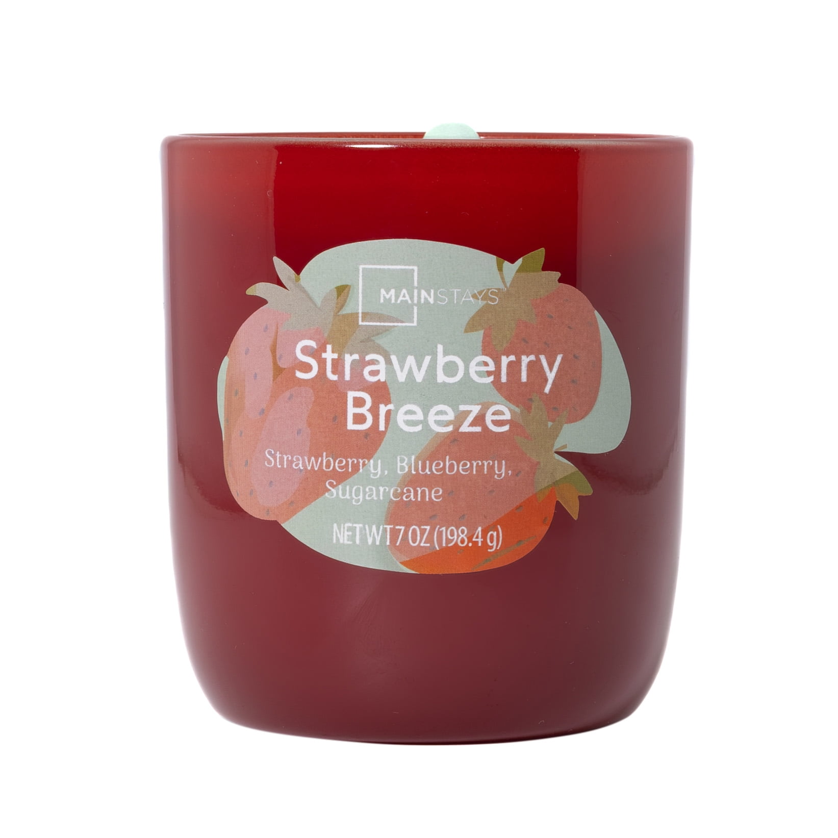 Mainstays 1-Wick Glossy Glass Candle, Strawberry Breeze, 7 oz
