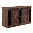 thumbnail image 4 of DreamBuck Wooden TV Stand, Sliding Barn Door Cabinet, Decorative Farmhouse Entertainment Center Table with Wood Storage Cabinet for Livingroom and Bedroom, Rustic Brown, 4 of 8