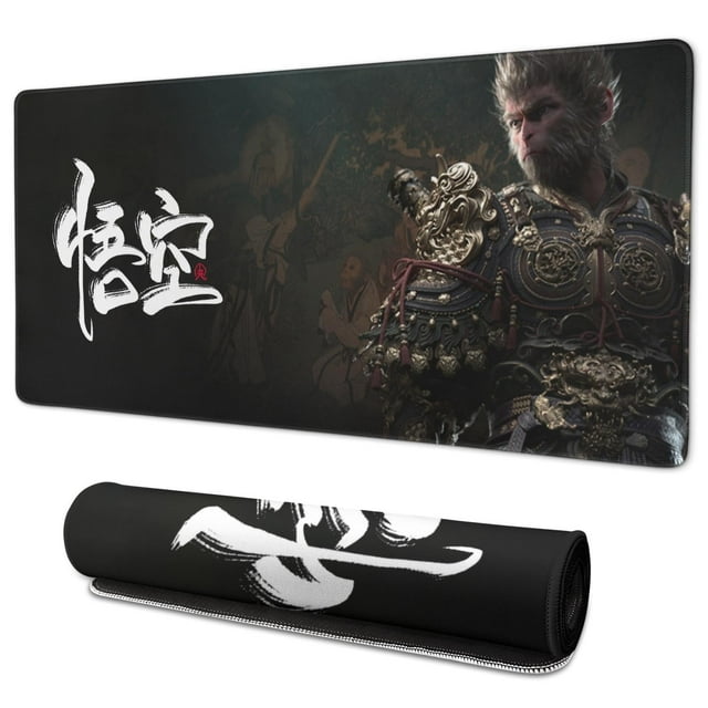 Wukong Mouse Pad Non Slip Wukong Rubber Mousepads for Desktop Tables Wukong Mural Text ) Mousepad Gaming for Computer Desk Laptop Decoration (35.4x15.7in)
