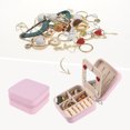 thumbnail image 2 of REGALWOVEN Travel Accessory Box with Mirror, Mini Portable PU Leather Accessory Organizer Case Storage for Girls Pink, 2 of 7