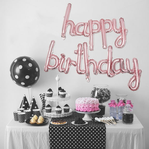 GOOHOCHY 1 Set Rose Gold Letter Shape Aluminum Foil Balloon for Birthday Party Decoration